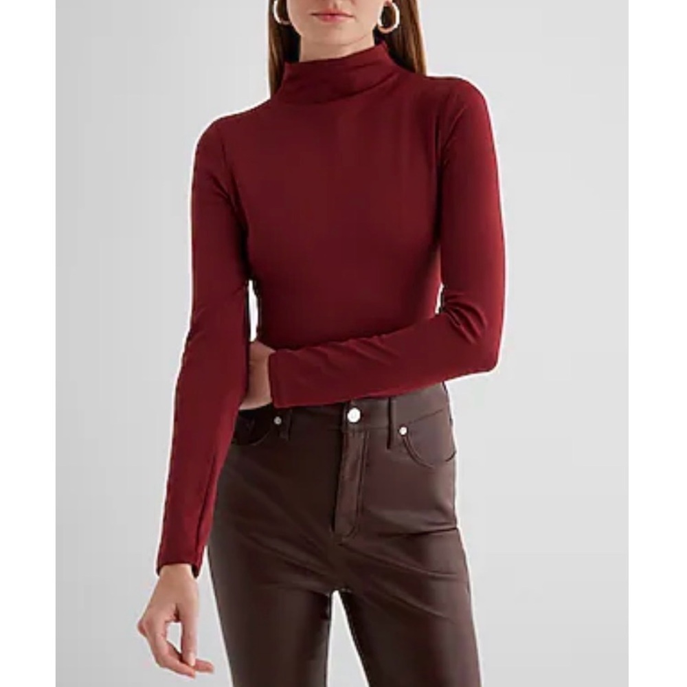 Express BurgundyBody Contour High Compression Mock Neck Bodysuit (size XS)